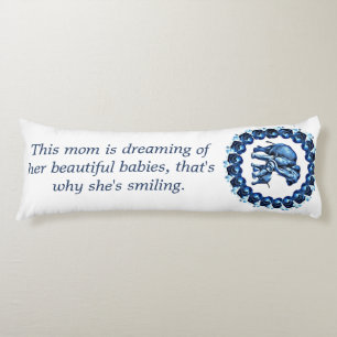 Coussins Longs Maman, moi et roses en bleu