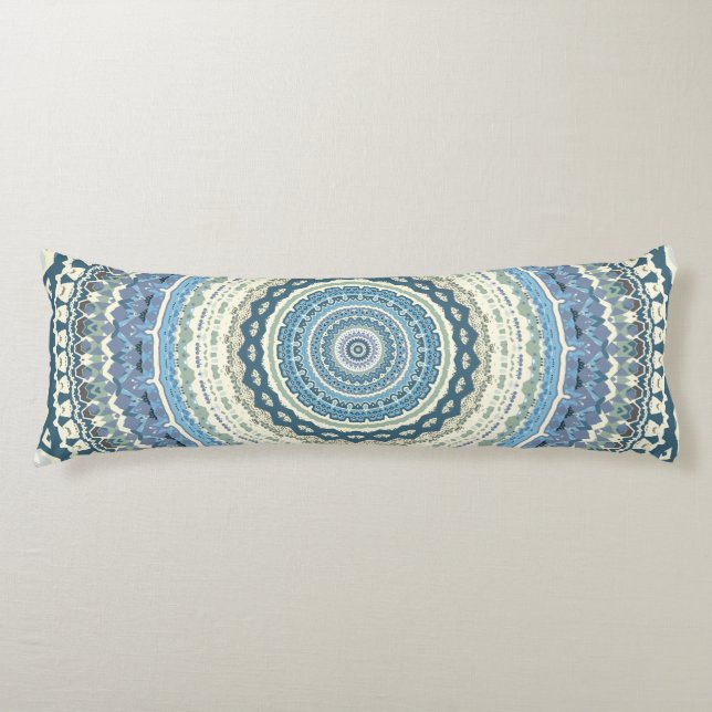 Coussins Longs Mandala de Lavande Bleue Lumière (Devant)
