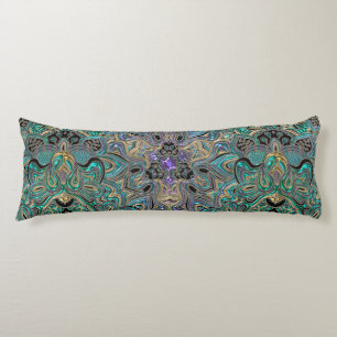 Coussins Longs Mandala noir pourpre d'or turquoise