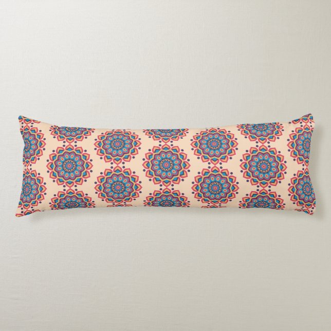 Coussins Longs Mandala vibrant en code hexadécimal de couleur (Devant)