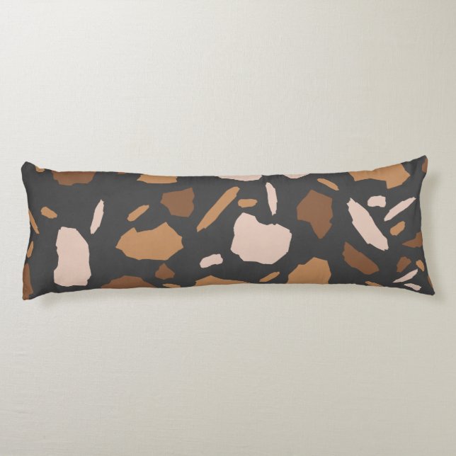 Coussins Longs Marbre Brown, beige, tan et gris Terrazzo (Dos)