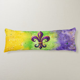 Coussins Longs Mardi Gras coloré Fleur de lis 