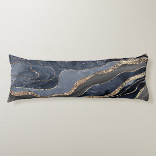 Coussins Longs Marine Marbre noir Agate Parties scintillant or Gl