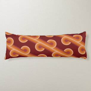 Coussins Longs Maroon foncé orange Cercles rétro rouge Motif d'ar