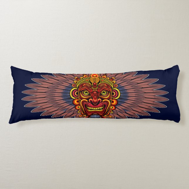 Coussins Longs Masque rituel du roi guerrier tribal (Devant)
