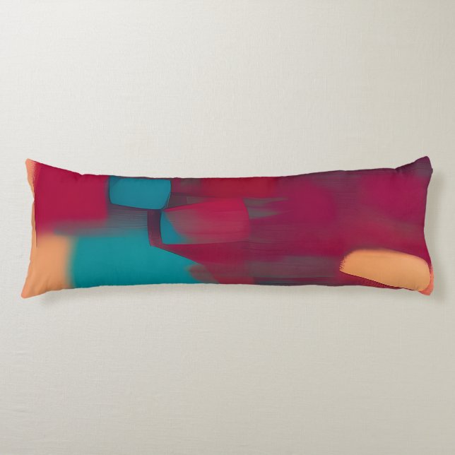 Coussins Longs Mélange abstrait rouge et turquoise (Devant)