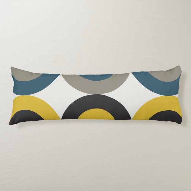 Coussins Longs Mi-siècle moderne bleu jaune Gunmetal (Devant)