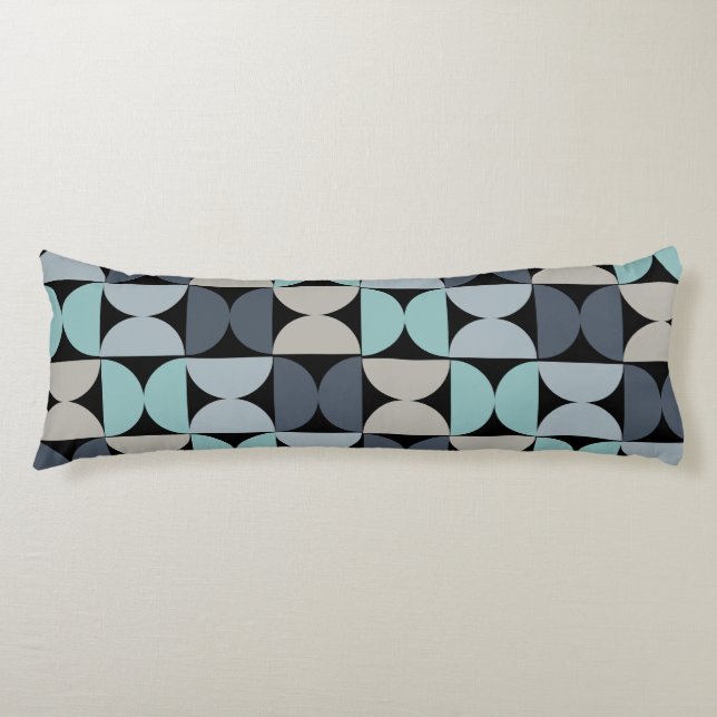 Coussins Longs Mi-siècle moderne bleu vert et gris (Devant)