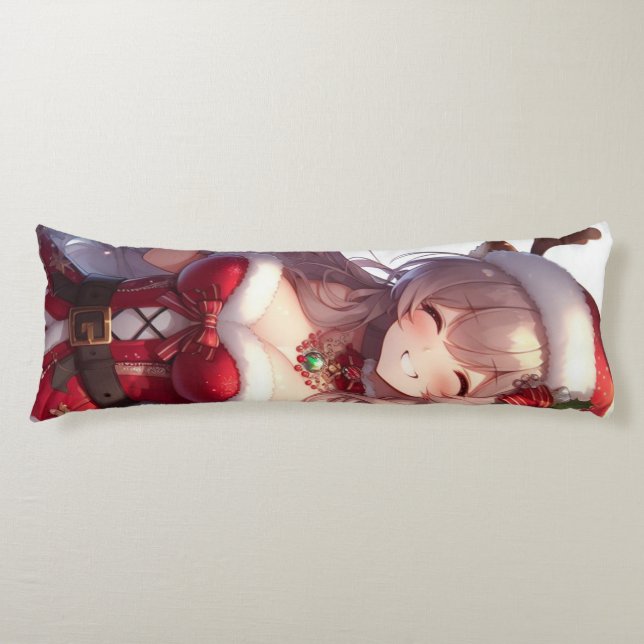 Coussins Longs mignonne fille de Noël anime (Devant)