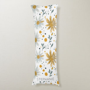 Coussins Longs Modèle floral blanc et jaune