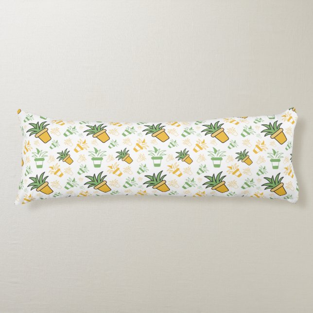 Coussins Longs Modèle sans couture de plantes en pot botaniques (Devant)