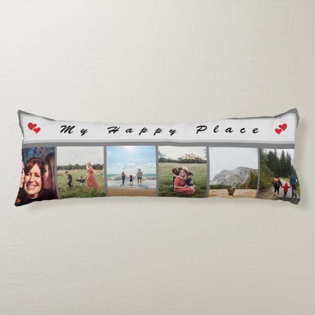 Coussins Longs Mon endroit heureux photo personnalisable de famil (Devant)