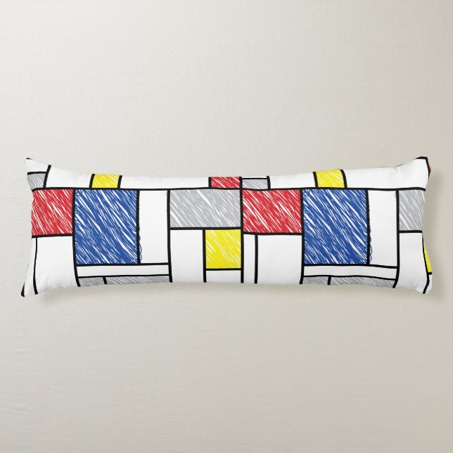Coussins Longs Mondrik Scribbles Minimaliste De Stijl Art Moderne (Devant)