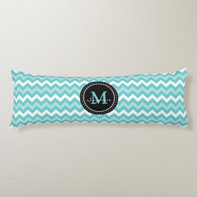 Coussins Longs Mongram Aqua White Abstract (Devant)