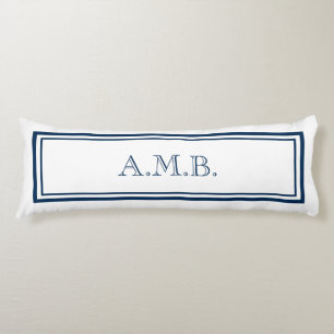 Coussins Longs Monogramme bleu marine classique personnalisé