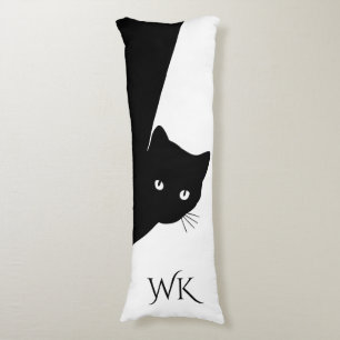 Coussins Longs Monogramme de chat noir rusé