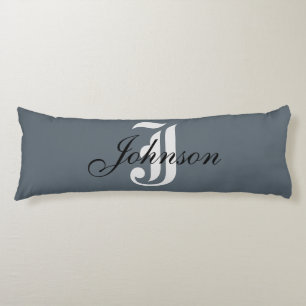 Coussins Longs Monogramme élégant en gris blanc personnalisé