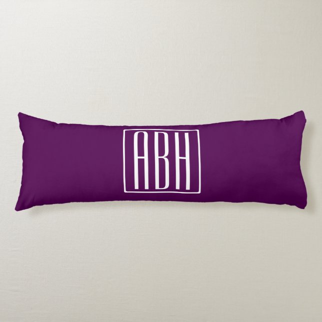 Coussins Longs Monogramme initial | Blanc Sur Violet Profond (Devant)