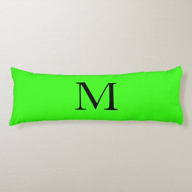 Coussins Longs Monogramme initial néon vert couleur brillant cade (Devant)