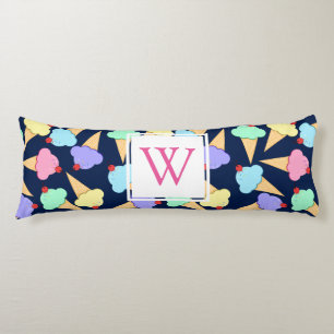 Coussins Longs Monogramme Motif de crème glacée couleur mignonne