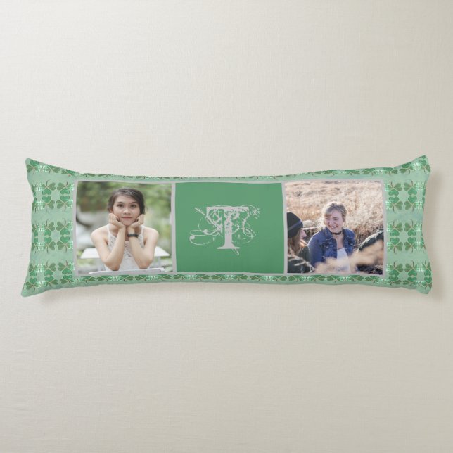 Coussins Longs Monogramme personnalisé Shabby Chic Shamrocks 2 Ph (Devant)