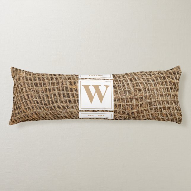 Coussins Longs Monogramme Russe de Burlap initial (Devant)