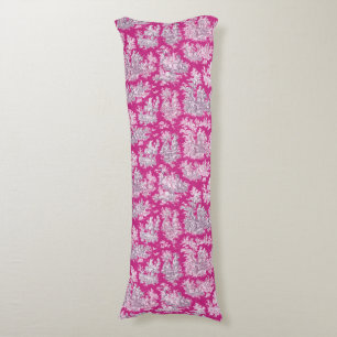 Coussins Longs monogramme vintage fleuri rose magenta toile de jo