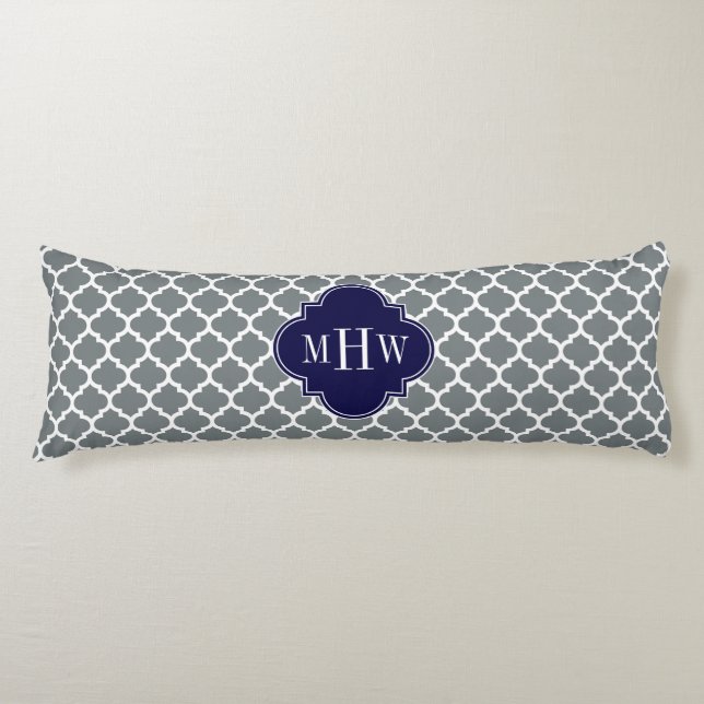 Coussins Longs Moroccan Charcoal White #5 Navy 3 Monogram initial (Devant)