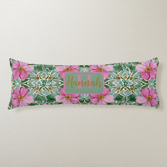 Coussins Longs Mosaïque du jardin rose (Devant)