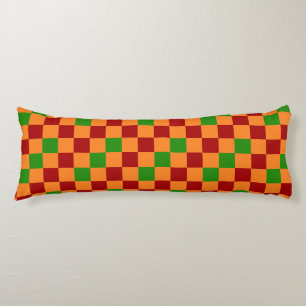 Coussins Longs Motif à carreaux rouge orange vert