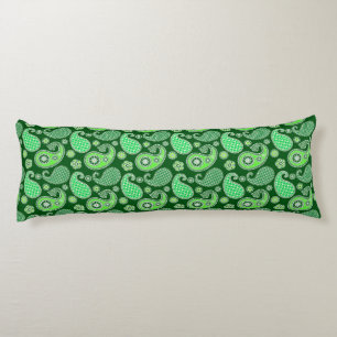 Coussins Longs Motif à dessins de Paisley, vert émeraude et jade