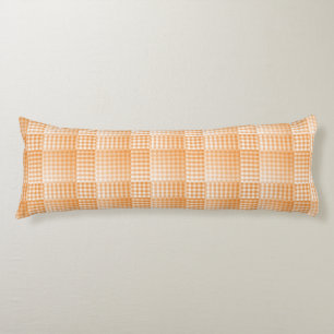 Coussins Longs Motif Abstrait à Damier Orange et Blanc