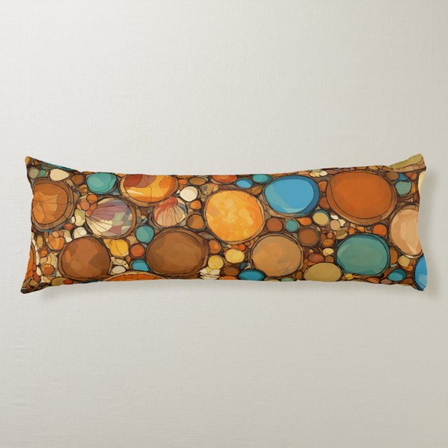 Coussins Longs motif abstrait : cercles bruns (Devant)