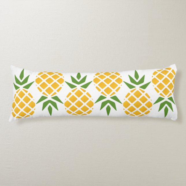 Coussins Longs Motif ananas | Couleur Arrière - plan modifiable (Devant)