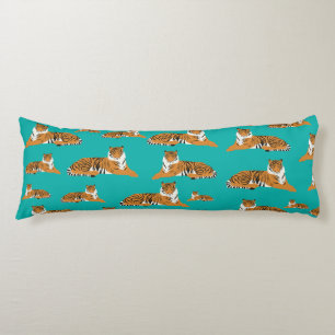 Coussins Longs Motif animal de tigre de jungle orange sarcelle