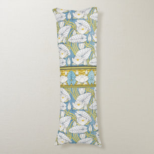 Coussins Longs Motif Art Nouveau de nénuphar vert sauge