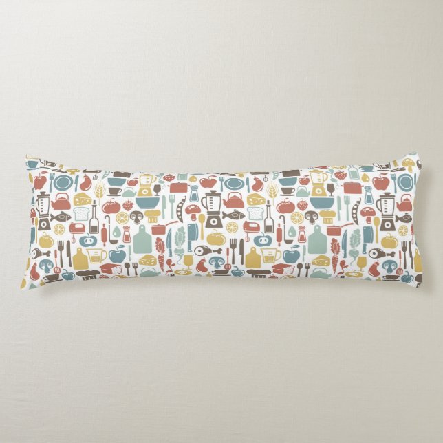 Coussins Longs Motif avec des icônes de cuisine (Devant)