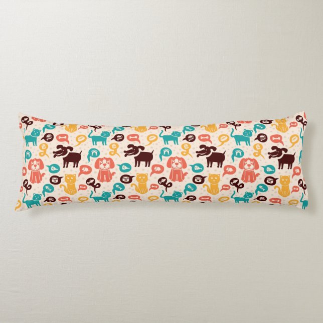 Coussins Longs Motif avec les chats et les chiens drôles (Devant)