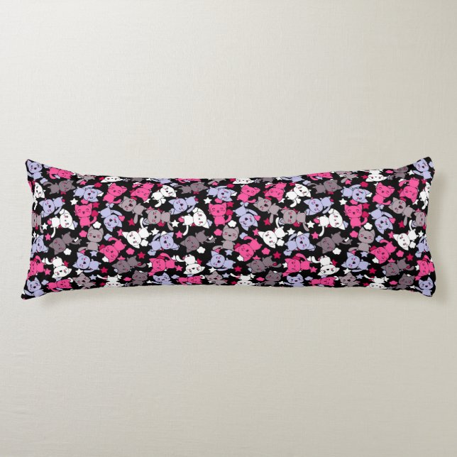 Coussins Longs motif avec les chats mignons 3 de griffonnage de (Devant)