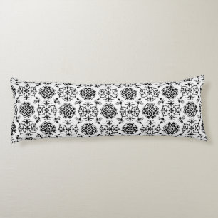 Coussins Longs Motif damassé vintage noir et blanc