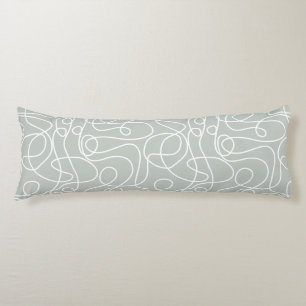 Coussins Longs Motif d'art Doodline Blanc sur gris clair vert