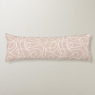 Coussins Longs Motif d'art Doodline   Blanc sur Terracotta souple