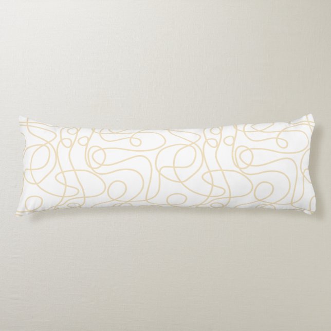 Coussins Longs Motif d'art Doodline | Jaune doux sur blanc (Devant)