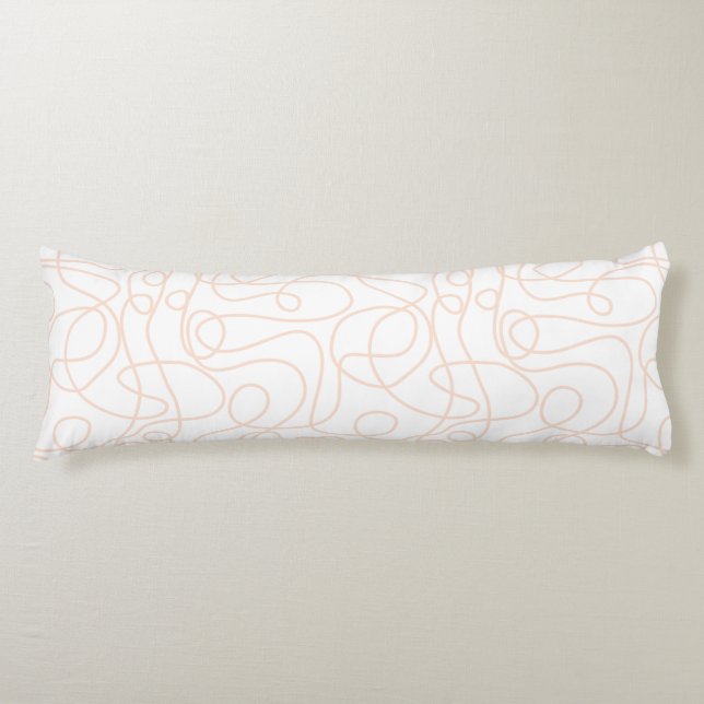 Coussins Longs Motif d'art Doodline | Pêche/abricot en blanc (Devant)