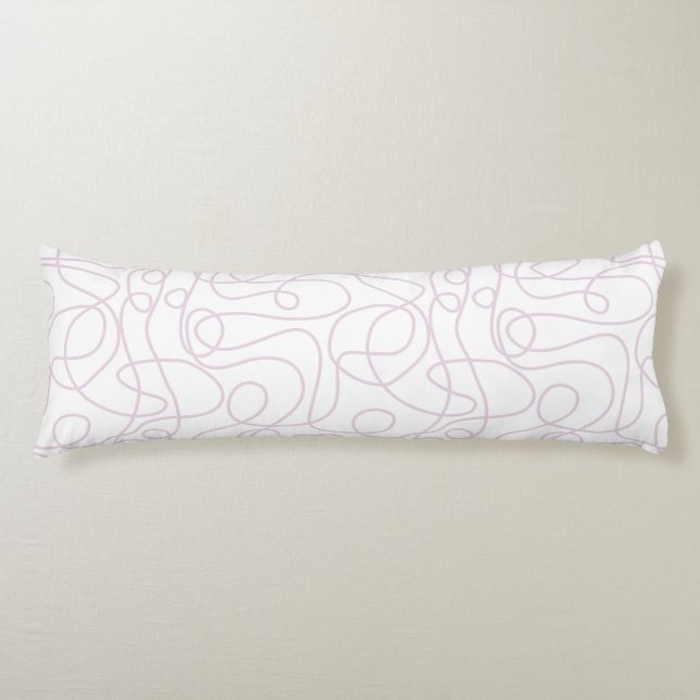 Coussins Longs Motif d'art Doodline | Rose Dusty sur blanc (Devant)