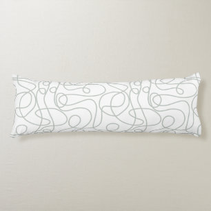 Coussins Longs Motif d'art Doodline   Vert gris clair sur blanc