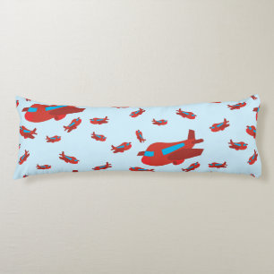 Coussins Longs Motif d'avion rouge et bleu