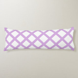 Coussins Longs Motif de bandes diamant de damier blanc violet