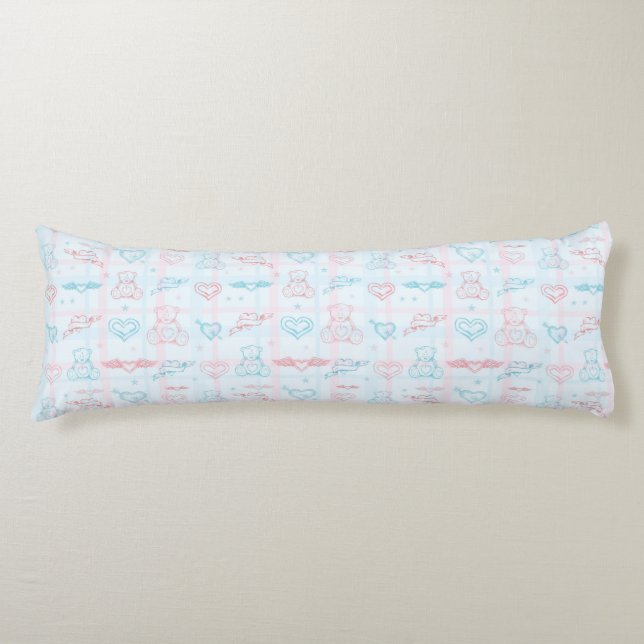 Coussins Longs motif de bébé avec l'ours de nounours (Devant)