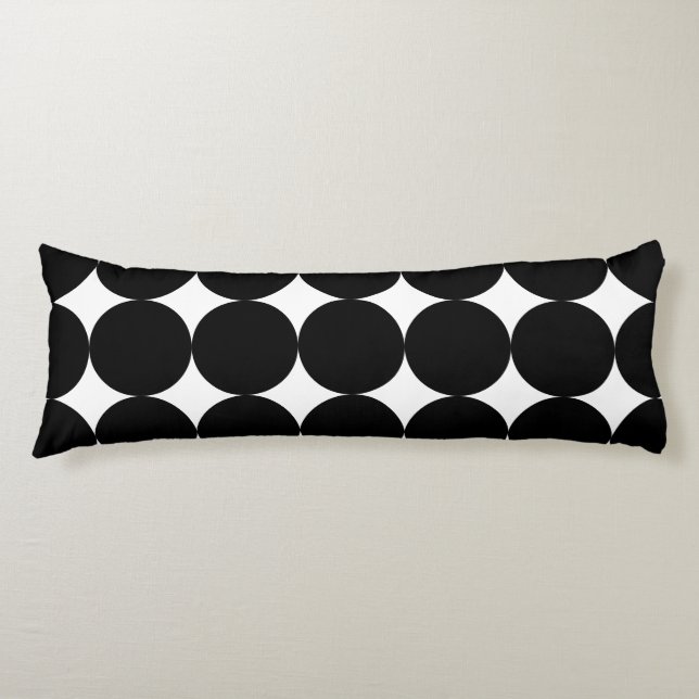 Coussins Longs Motif de cercle géométrique noir blanc rétro (Devant)